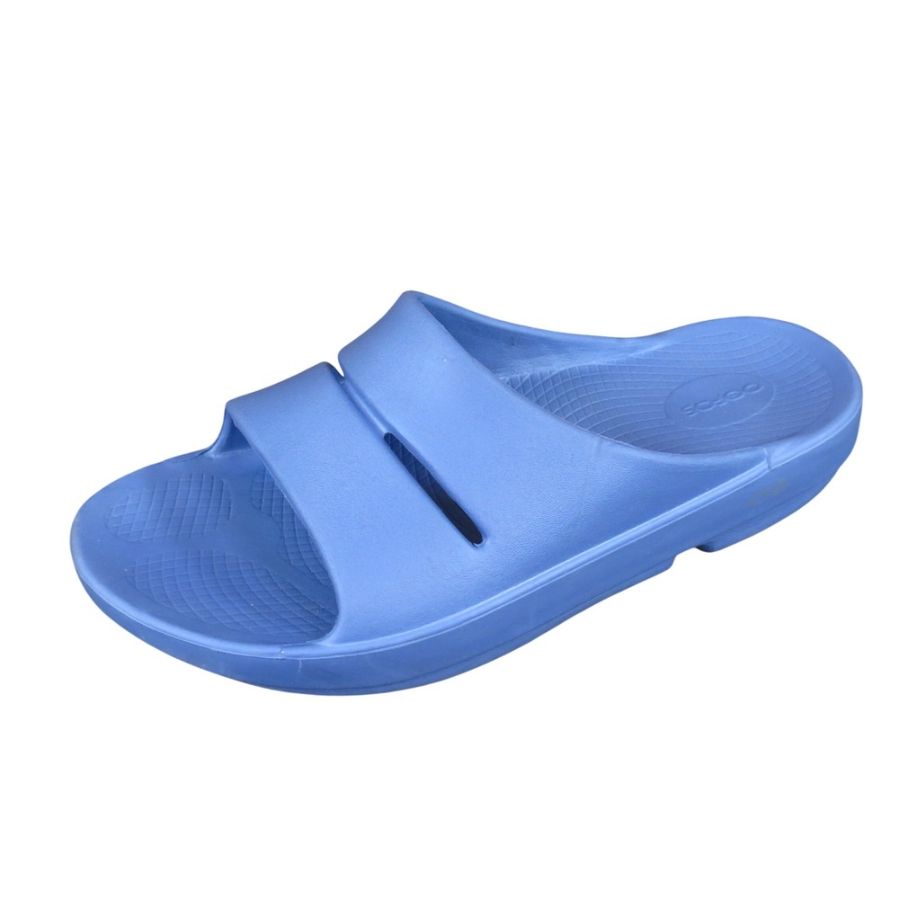 OOFOS OOahh Men 10 Women 12 Recovery Slide Sandal Athletic Blue Synthetic